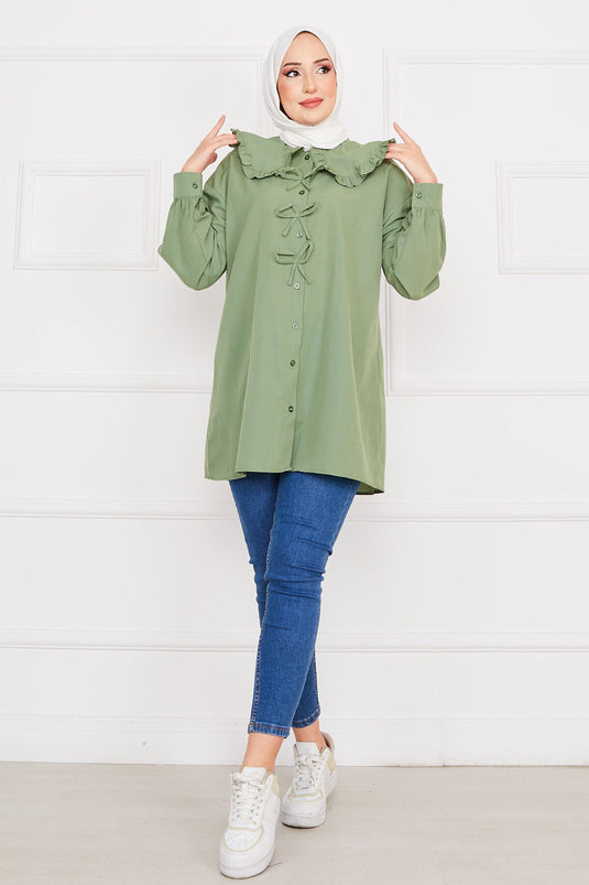 Bow Detailed Tunic Khaki