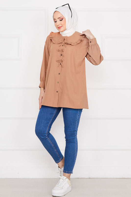 Bow Detailed Tunic Tan