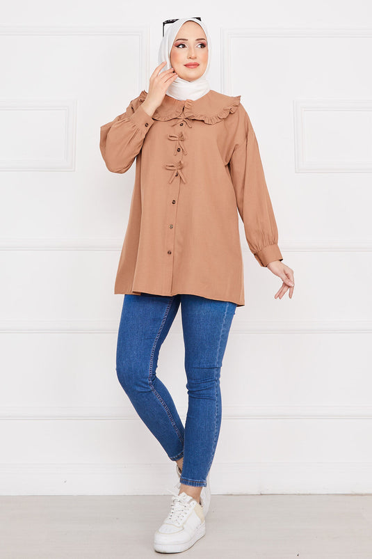 Bow Detailed Tunic Tan