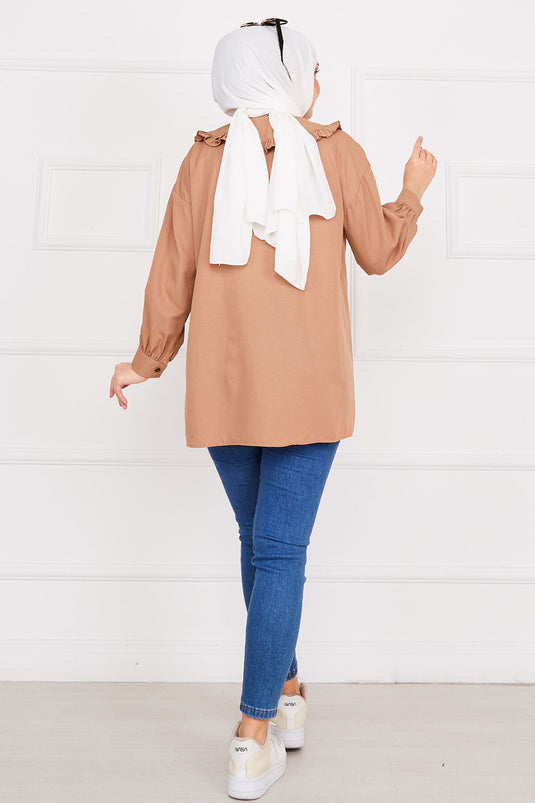 Bow Detailed Tunic Tan