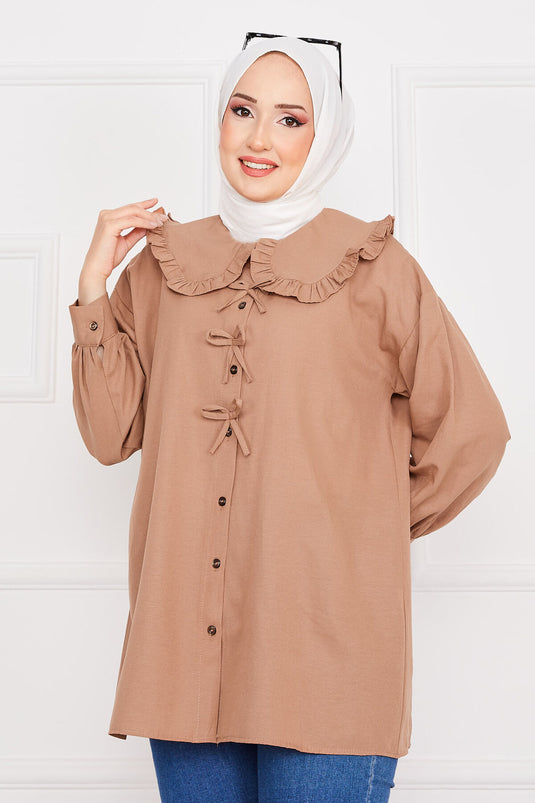 Bow Detailed Tunic Tan