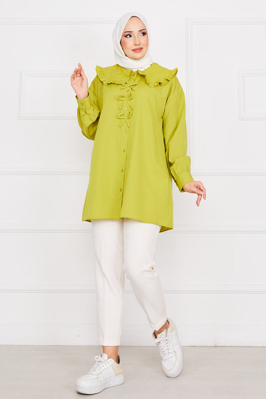 Bow Detailed Tunic Oil Green