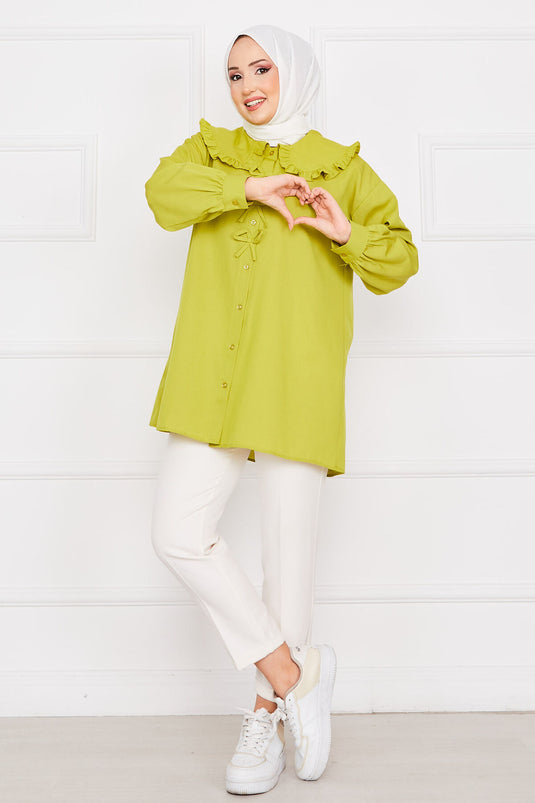 Bow Detailed Tunic Oil Green