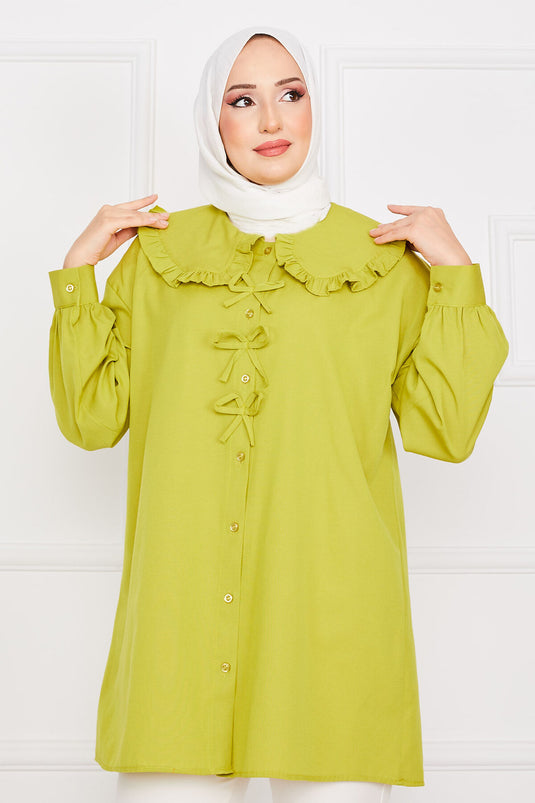 Bow Detailed Tunic Oil Green