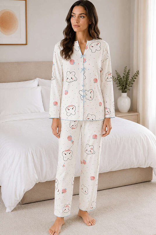 Ensemble De Pyjama À Motifs Avec Nœud - Assorti 12