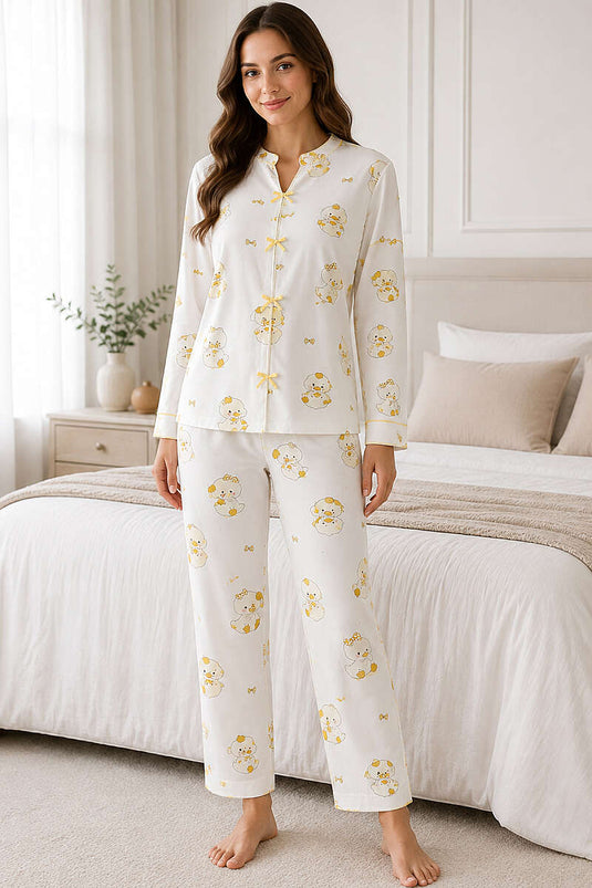Gemustertes Pyjama-Set Mit Schleife - Verschiedene 2
