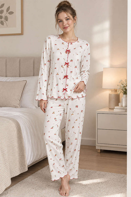 Set Pyjama Met Strik En Mix Van Patronen, 5 Stuks