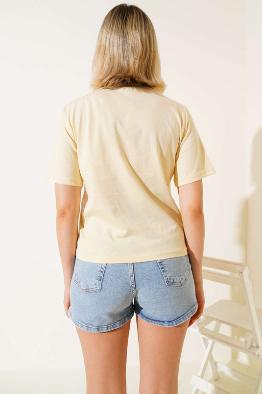 Short T-shirt with Bow, Yellow