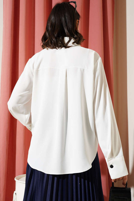 Bow Chiffon Shirt White