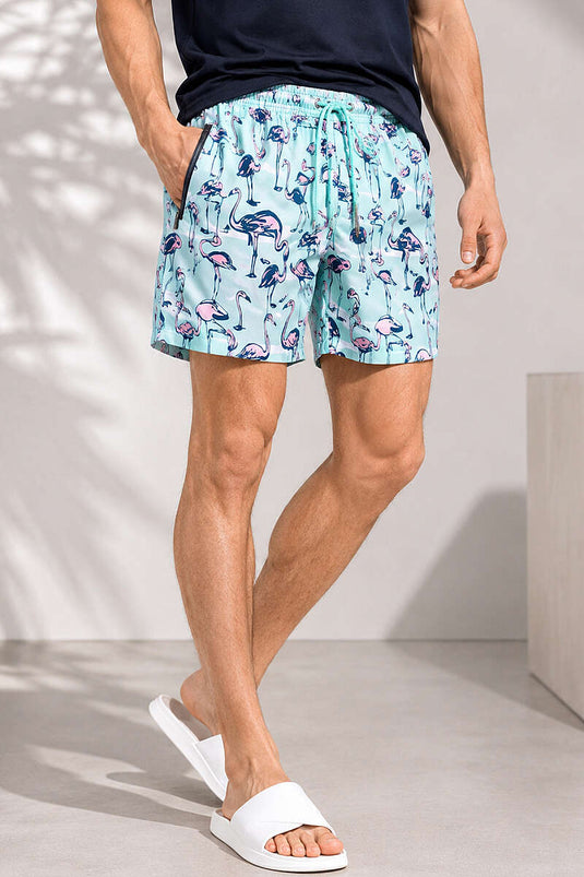 Short de bain homme Flamingo motif vert