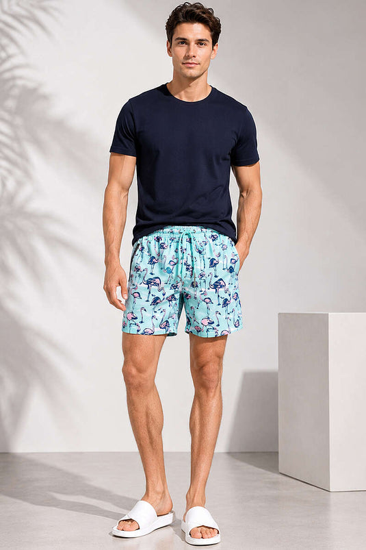 Short de bain homme Flamingo motif vert