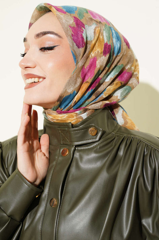 Écharpe Latte à motif marbré flammé