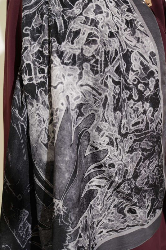 Fleur Pattern Liva Modal Scarf Smoke