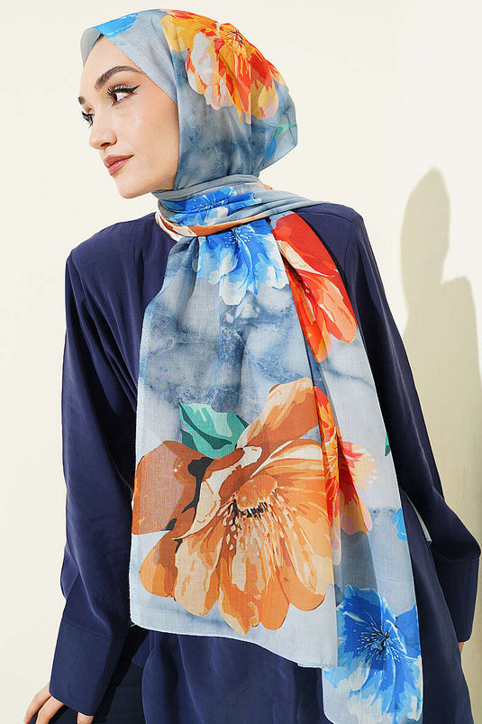 Foulard à motif Flora bleu bébé