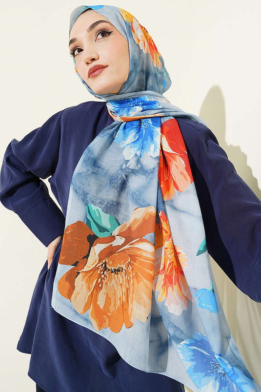 Foulard à motif Flora bleu bébé
