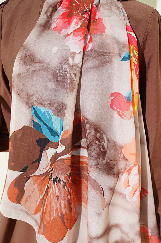 Flora gemusterter Schal Beige Braun