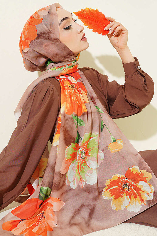 Flora gemusterter Schal Camel