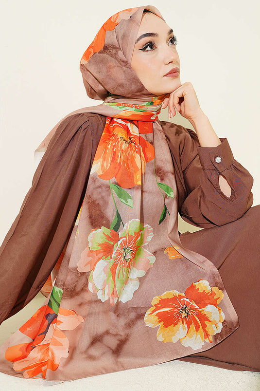 Flora gemusterter Schal Camel