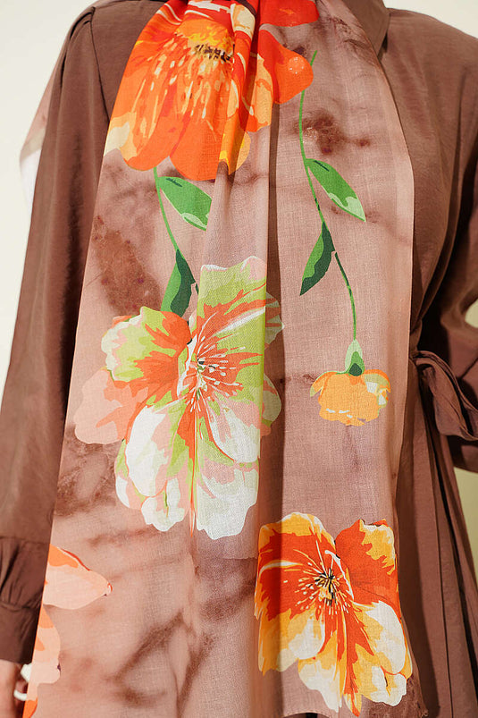 Flora gemusterter Schal Camel