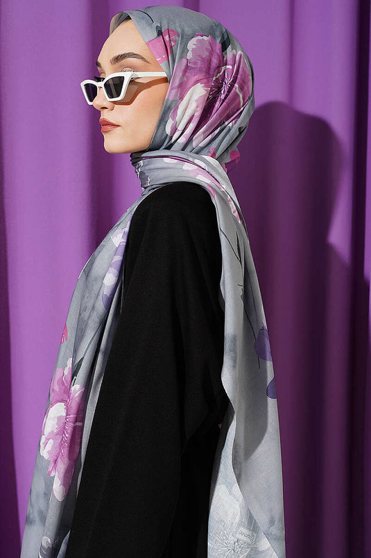 Foulard à motif Flora gris