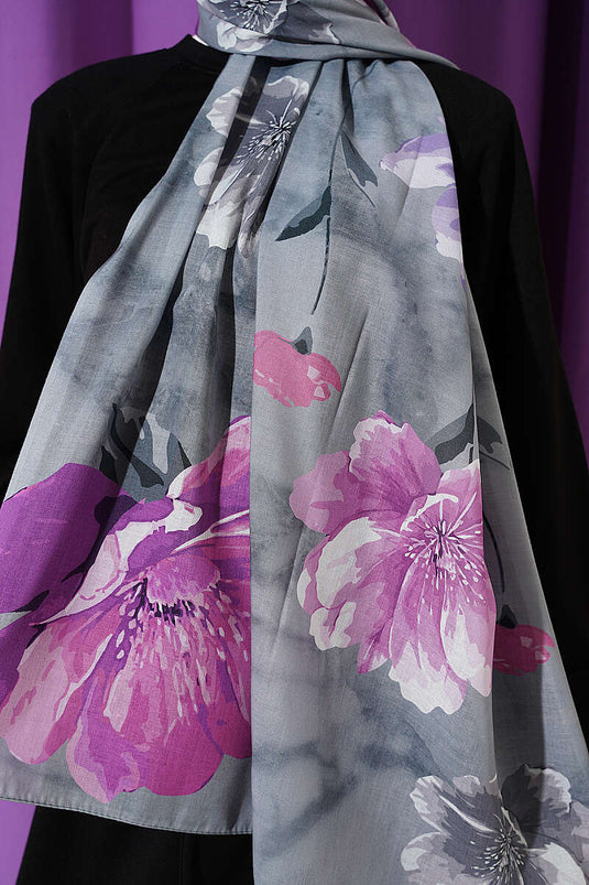 Foulard à motif Flora gris