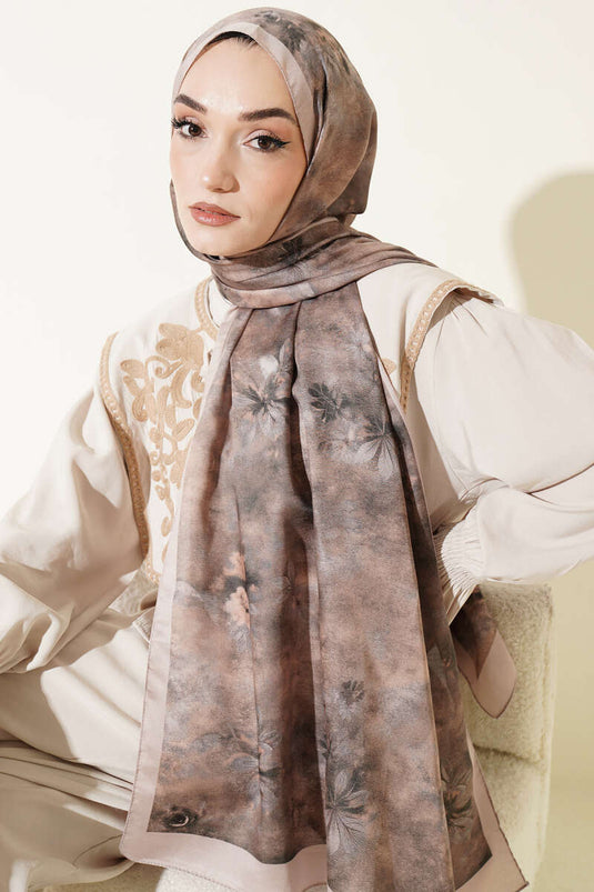 Floral Batik Desen Şal Bej Haki