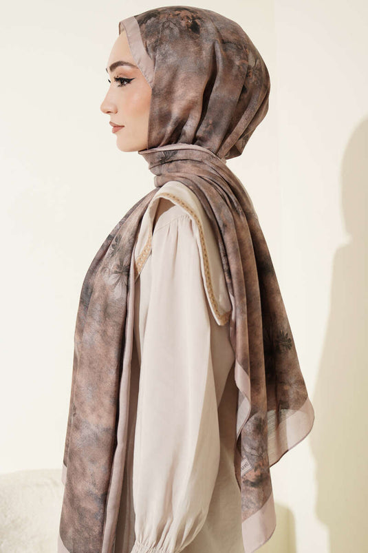 Floral Batik Desen Şal Bej Haki