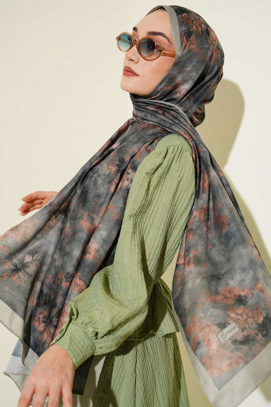 Floral Batik Desen Şal Çağla Yeşili