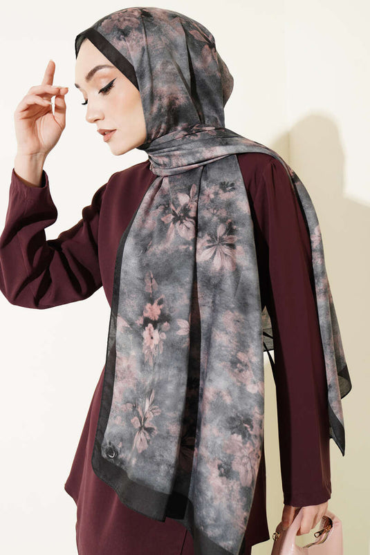 Floral Batik Muster Schal Schwarz