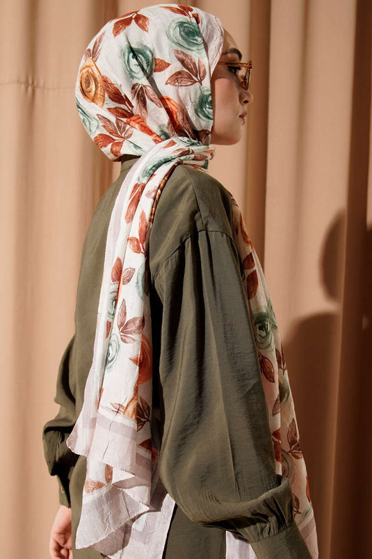 شال من الخيزران بنقوش زهرية