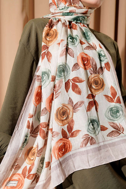 Floral Patterned Bamboo Crash Shawl