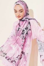 Écharpe En Tricot De Bambou Floral Nature Lilas Clair