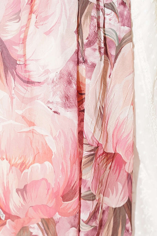 Floral Nature Bambu Kraş Şal Pembe