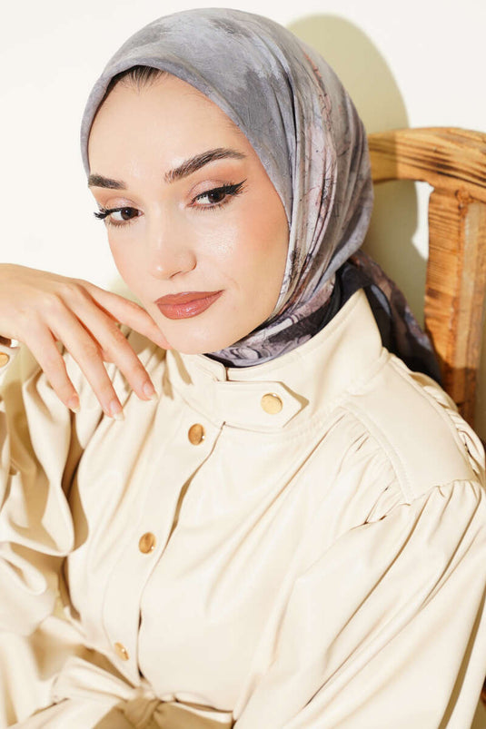 Flowers Bambu Kraş Eşarp Siyah