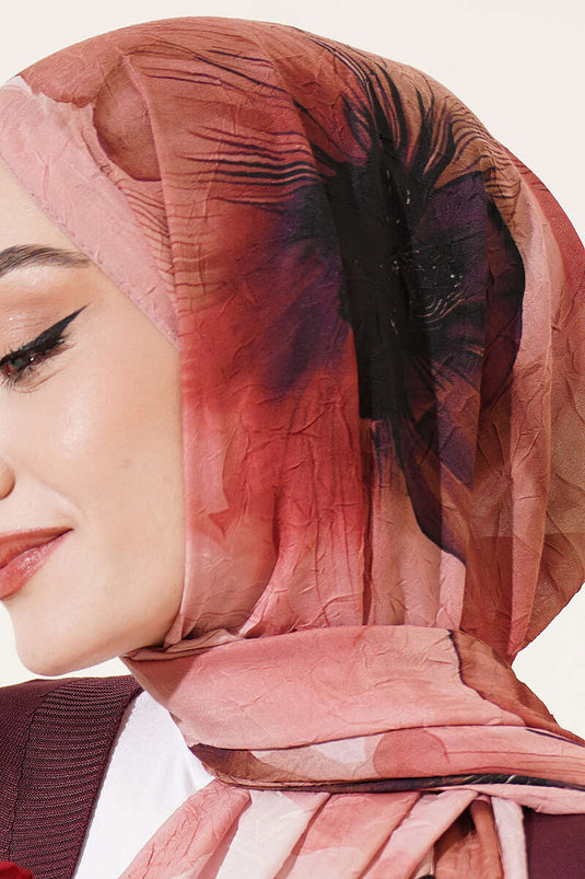 Sciarpa A Fiori In Bambù E Wrap Color Buccia Di Cipolla