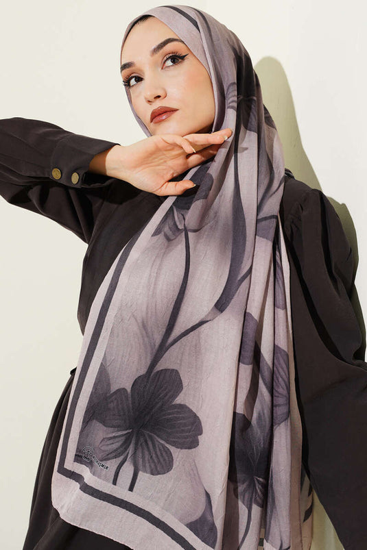 Flowers Desen Bambu Kraş Şal Kum Bej