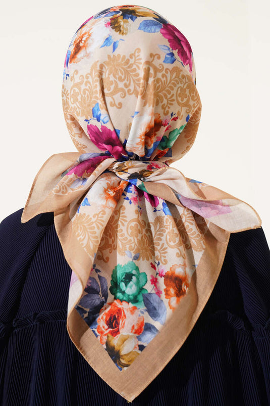 Flowers Pattern Scarf Lime