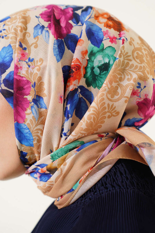 Flowers Pattern Scarf Lime