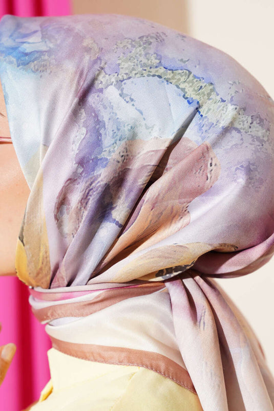 Flowers Pattern Soft Scarf Soft Coffee