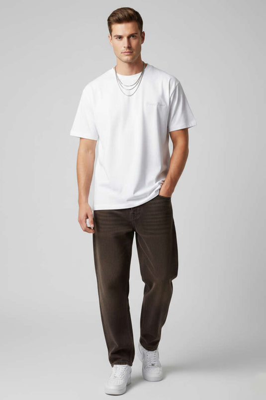Friendly Reminder Embroidered Men's T-shirt White