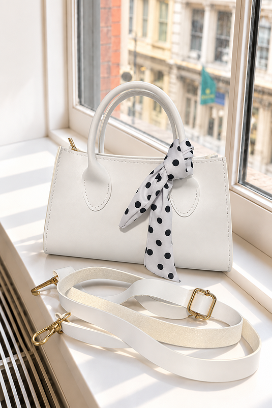 Bolso De Hombro Con Detalle De Bufanda Blanco