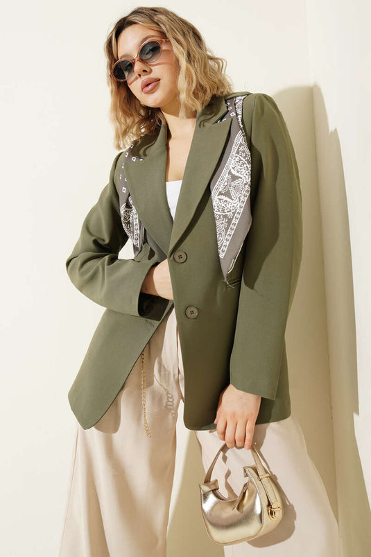 Blazer con Dettaglio Fular Verde Militare
