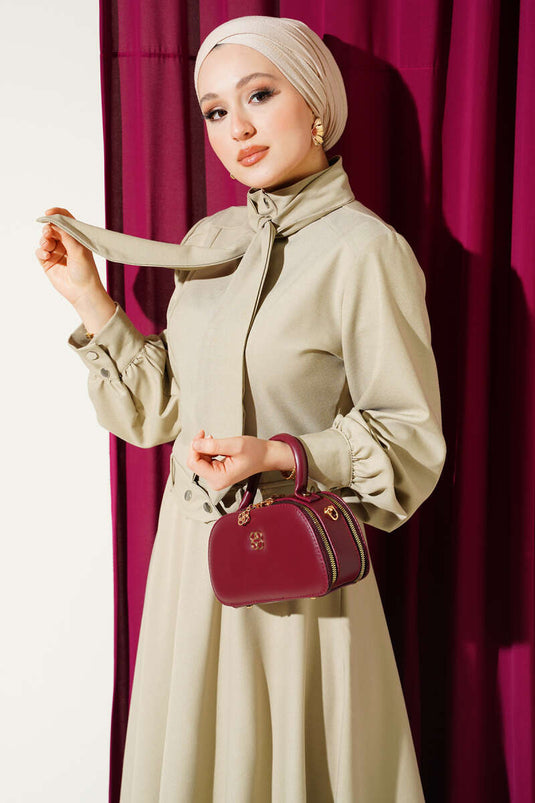 Zweiteiliges Set mit Fular-Detail, Beige