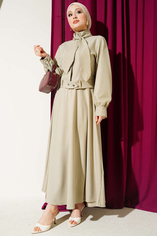 Zweiteiliges Set mit Fular-Detail, Beige