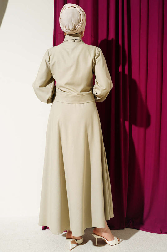 Zweiteiliges Set mit Fular-Detail, Beige