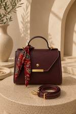 Sac À Main Et Épaule Avec Détail Foulard Bordeaux-Rouge