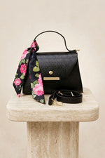 Sac Main Et Épaule Noir Avec Détails Foulard