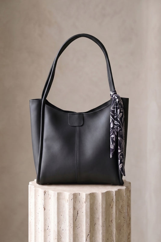 Black Sleeve Bag with Scarf Detail