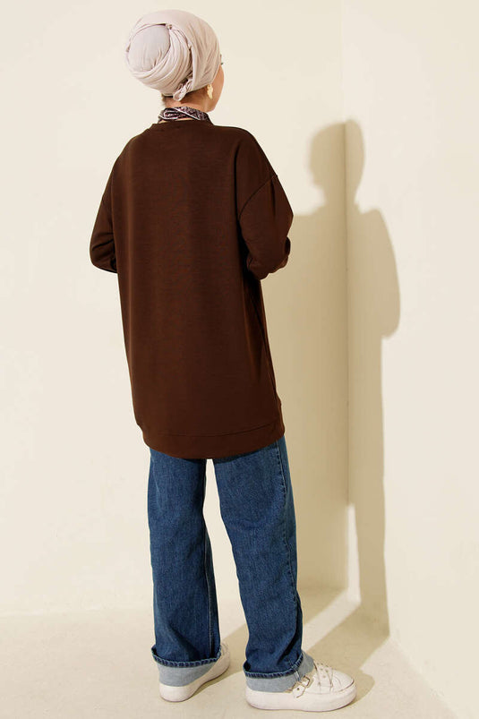 Loysha Tunic with Scarf Detail, Brown