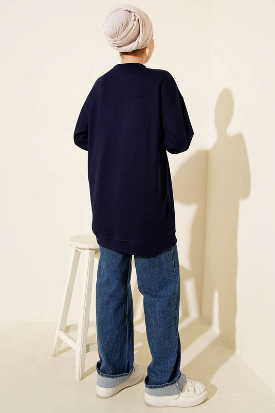 Loysha Tunic with Scarf Detail, Navy Blue